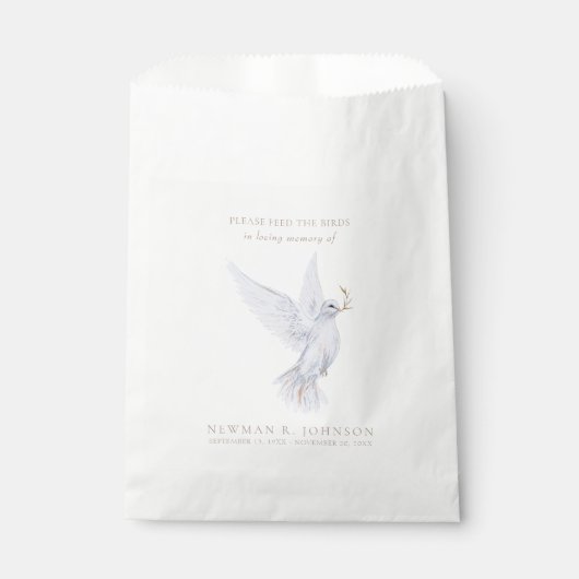 White Dove Bird Seed Packet begrafenismonument Bedankzakje (Voorkant)