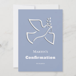 white dove blue background Confirmation  Kaart