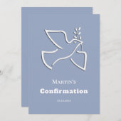 white dove blue background Confirmation  Kaart (Voorkant / Achterkant)