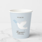 White Dove Boy Christening Persoonlijk Papieren Bekers (Voorkant)