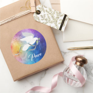 White Dove Classic Round Sticker