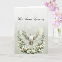 White Dove Flowers Sympathy Card Kaart