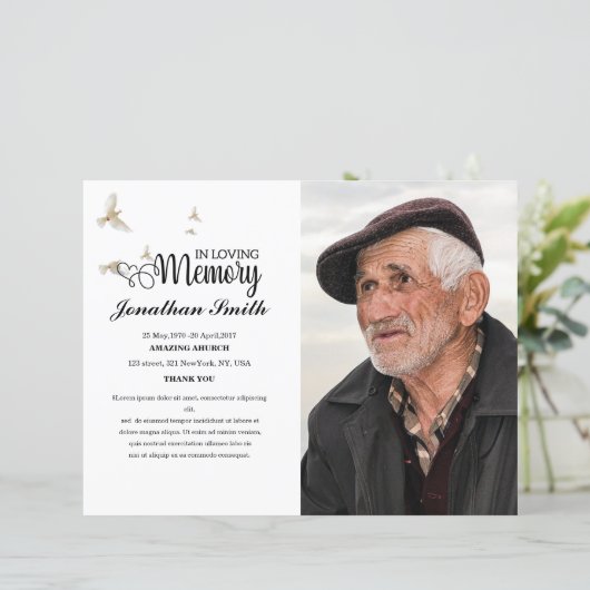 White dove Funeral Program sjabloon (Staand voorkant)