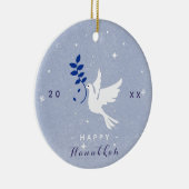 White Dove Happy Hanukkah Year Chrismukkah Keramisch Ornament (Rechts)