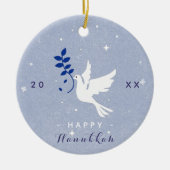 White Dove Happy Hanukkah Year Chrismukkah Keramisch Ornament (Voorkant)