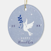 White Dove Happy Hanukkah Year Chrismukkah Keramisch Ornament (Links)