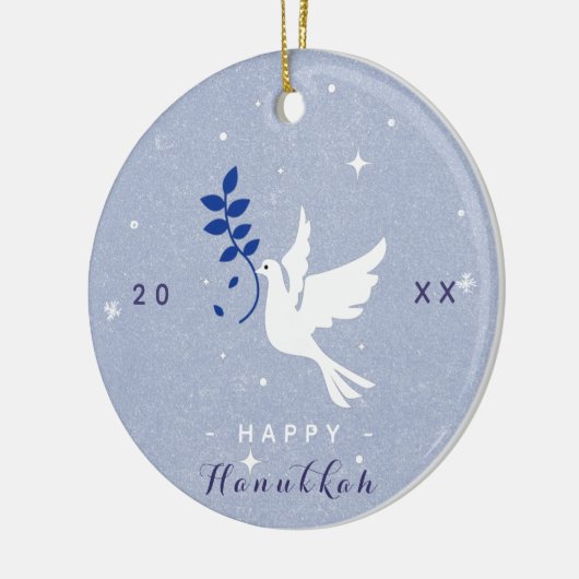 White Dove Happy Hanukkah Year Chrismukkah Keramisch Ornament (Links)