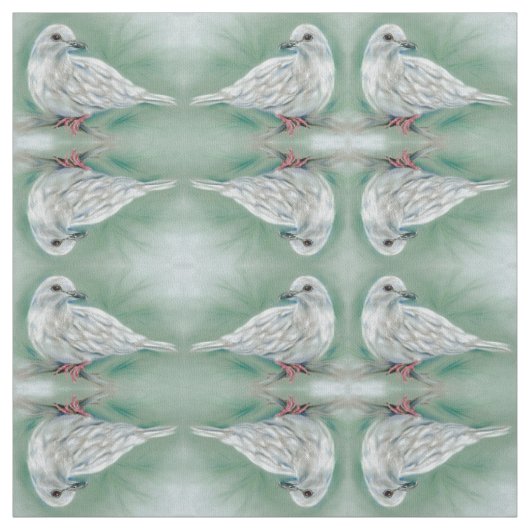 White Dove in Pine Pastel Art Pattern Stof (Swatch)