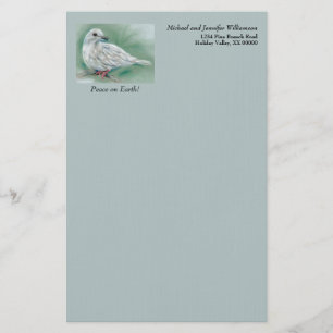 White Dove in Pine Personalized Winter Holiday Briefpapier