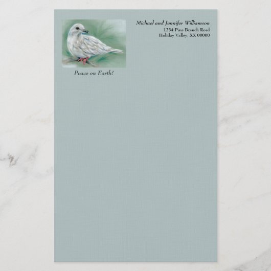 White Dove in Pine Personalized Winter Holiday Briefpapier (Voorkant)