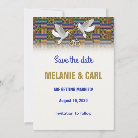 White Dove Kante Save The Date Kaart (Voorkant)