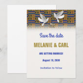 White Dove Kante Save The Date Kaart (Voorkant / Achterkant)