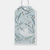 White Dove Light Blue Holiday Cadeaulabel (Voorkant)