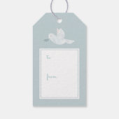 White Dove Light Blue Holiday Cadeaulabel (Achterkant)