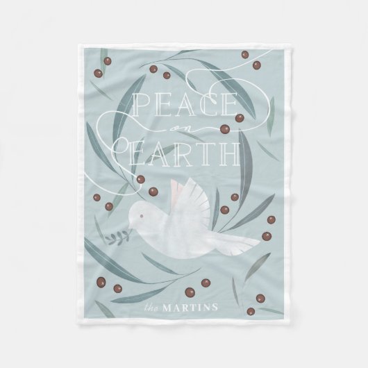White Dove Light Blue Holiday Fleece Deken (Voorkant)