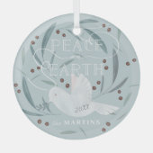 White Dove Light Blue Holiday Glas Ornament (Voorkant)