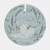 White Dove Light Blue Holiday Glas Ornament (Achterkant)