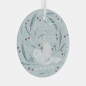 White Dove Light Blue Holiday Glas Ornament (Voorkant Rechts)
