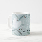 White Dove Light Blue Holiday Koffiemok (Voorkant links)