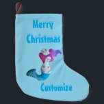White Dove Mermaid Thunder_Cove Kleine Kerstsok<br><div class="desc">Roze zeemeermin met een witte dove-stijl om aan te passen,  aan te passen door aan jouw naam te veranderen op elke achtergrondkleur</div>