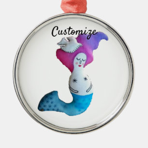 White Dove Mermaid Thunder_Cove Metalen Ornament