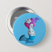 White Dove Mermaid Thunder_Cove Ronde Button 7,6 Cm (Voorkant /achterkant)