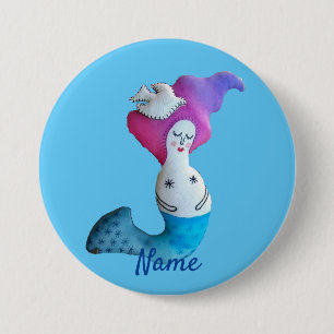 White Dove Mermaid Thunder_Cove Ronde Button 7,6 Cm