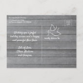 White Dove Modern Unique Peace 1 foto Grijs Hout Feestdagenkaart (Achterkant)