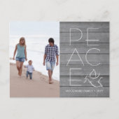 White Dove Modern Unique Peace 1 foto Grijs Hout Feestdagenkaart (Voorkant)