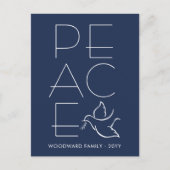 White Dove Modern Unique Peace 1 Foto Marine Blauw Feestdagenkaart (Voorkant)