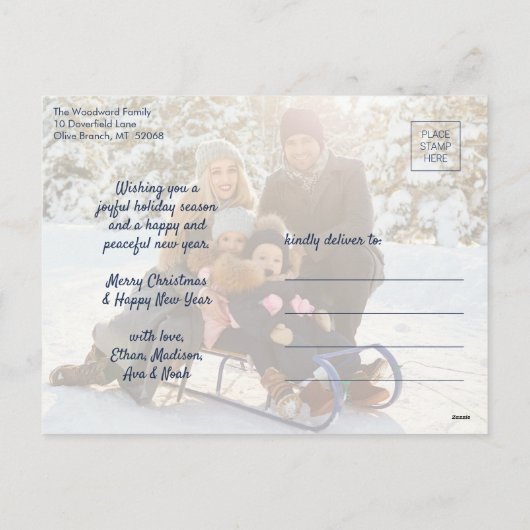 White Dove Modern Unique Peace 2 Foto Marine Blauw Feestdagenkaart (Achterkant)