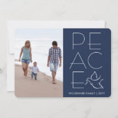 White Dove Modern Unique Peace 2 Foto Marine Blauw Feestdagenkaart (Voorkant)