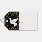 White Dove of Peace on Black Holiday Gift Labels Cadeaulabel (Achterkant Horizontaal)