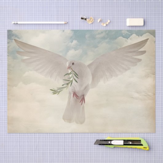 White Dove Olive Branch Waterverf Tissuepapier (Craft)