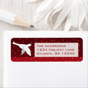 White Dove on Burgundy kerstStar Labels