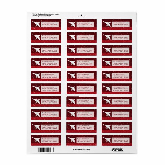 White Dove on Burgundy kerstStar Labels (Full Sheet)