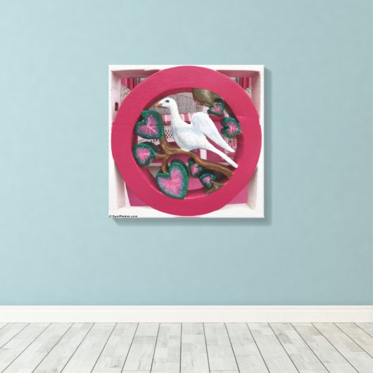 White Dove on Pink - Martha's Vineyard Canvas Afdruk (Insitu (Houten vloer))