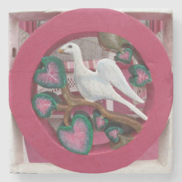White Dove on Pink - Martha's Vineyard Stenen Onderzetter