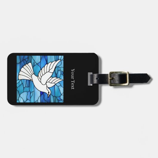 White Dove on Stained Glass Bagagelabel (Voorkant horizontaal)