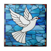 White Dove on Stained Glass Tegeltje (Voorkant)