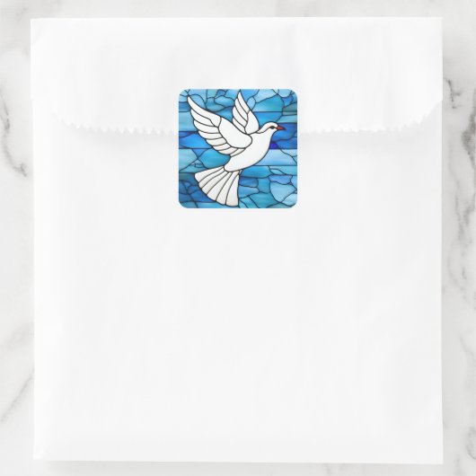 White Dove on Stained Glass Vierkante Sticker (Tas)