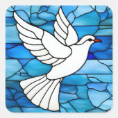 White Dove on Stained Glass Vierkante Sticker (Voorkant)