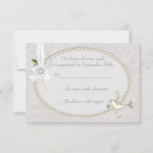 White Dove Paisley Lace & Cameo Bow RSVP Wedding (Achterkant)
