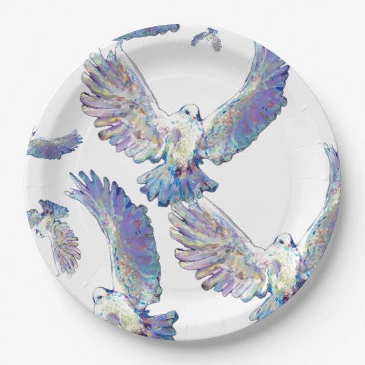 White Dove Peace Love Bird Maureen Girard Papieren Bordje (Voorkant)