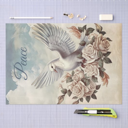 White Dove Peace Roos Tissuepapier (Craft)