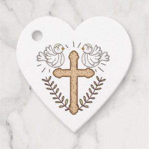 White Dove Religious Cross Baptism Christening Bedankjes Labels