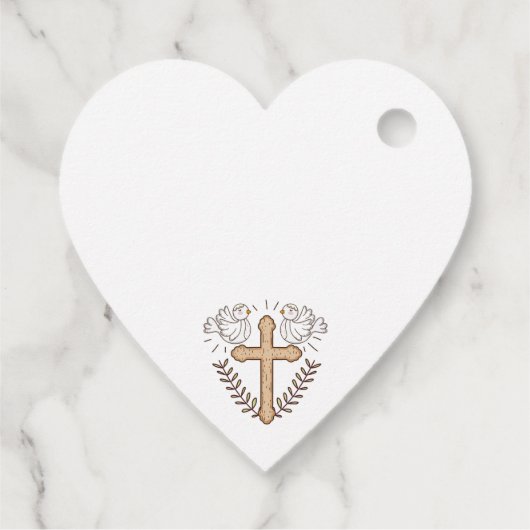 White Dove Religious Cross Baptism Christening Bedankjes Labels (Achterkant)
