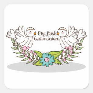 White Dove Religious First Community Vierkante Sticker