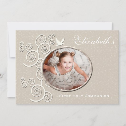White Dove Religious Photo Invitation Versie 2 Kaart (Voorkant)