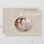 White Dove Religious Photo Invitation Versie 2 Kaart (Voorkant / Achterkant)